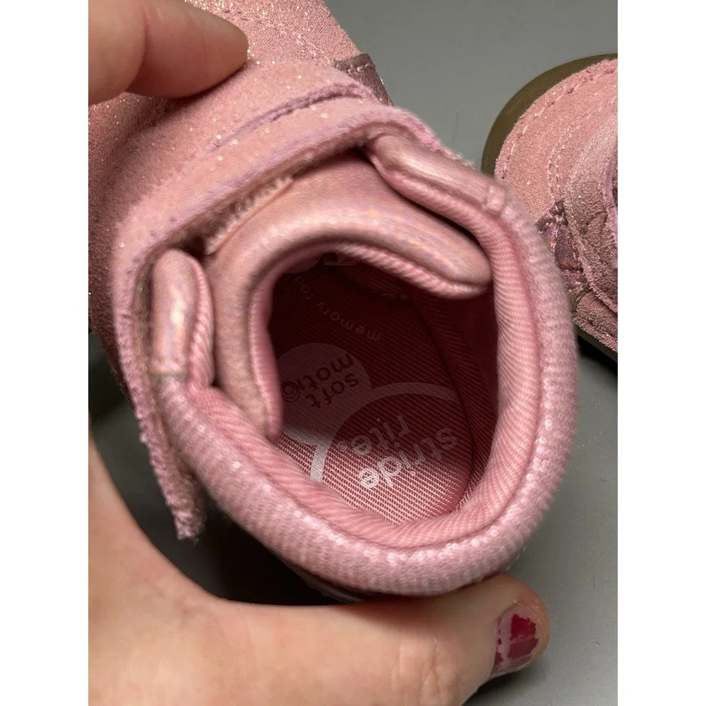 Stride Rite Girl Shoes Pink Ankle Boots Soft Motion Sparkle Pink Baby Sz 3mo